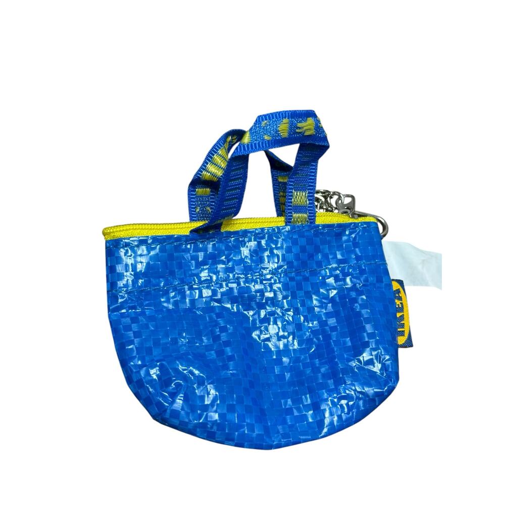 IKEA Mini Blue Bag Frakta‎ Zipper Coin Change Purse Key Chain Card Airpod Pouch - Picture 2 of 6